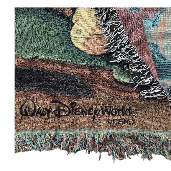 Disney World Mickey & Minnie Picnic Tapestry Throw Blanket 60x50 Vintage - Picture 3 of 10